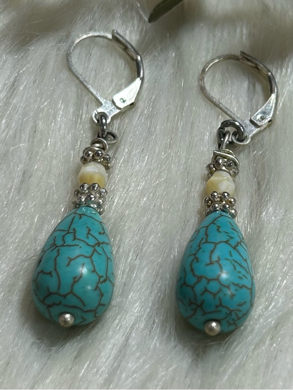 Blue howlite Teardrop Dangle Earrings